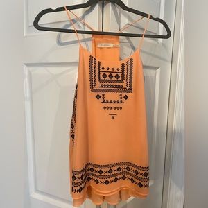 Halter tank top by blu pepper size L Orange and navy blue Bohemian